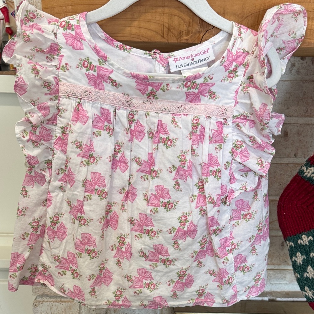 American Girl Pink x Loveshackfancy White Floral Blouse